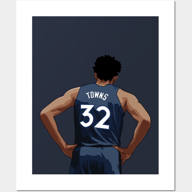 Karl-Anthony Towns Vector Back Blue Wall Art by qiangdade